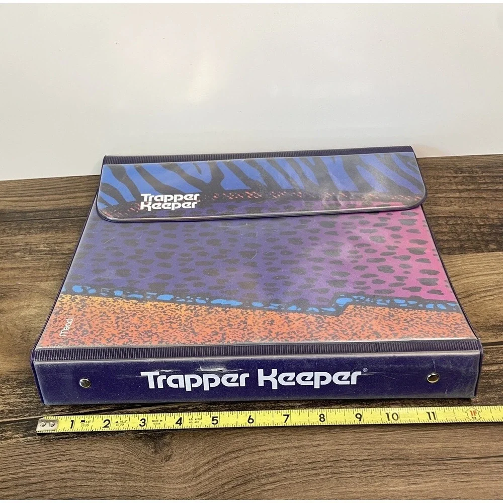Vintage Trapper Keeper With 2 Folders Portfolios Neon Animal Leopard Tiger Print
